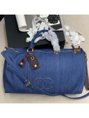Chanel CC Denim Duffle Travel Bag Blue 2021