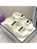 Chanel Leather Strap Flat Sandals with Black CHANEL Charm G35927 White 2021