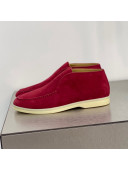 Loro Piana High-top Suede Flat Loafers Red 2021 1118130