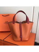 Hermes Togo Calfskin Leather Picotin Lock MM Bag Orange/Red