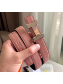 Hermes Width 2.4cm Grained Calfskin Reversible Belt Pink/Silver 2020