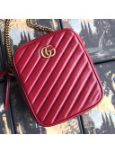 Gucci GG Diagonal Marmont Leather Mini Shoulder Bag 550153 Red 2019