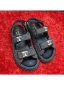 Chanel Denim Flat Sandals G35927 Grey 2021