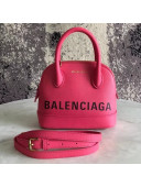 Balen...ga Logo Grained Calfskin Small Ville Top Handle Bag XXS Rosy 2018