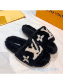 Louis Vuitton LV Homey Lambskin Wool Flat Mules Black 2020