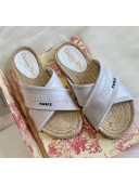 Dior Granville Embroidered Cotton Mule Sandals White 2020