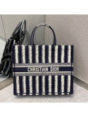 Dior Large Book Tote Bag in Blue and White Stripes Canvas 2021