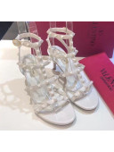 Valentino White Leather Rockstud Sandal With 6.5CM Heel 2020