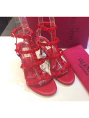 Valentino Red Leather Rockstud Sandal With 6.5CM Heel 2020