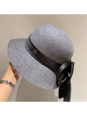 Chanel Wool Bucket Hat with Silk Bow Charm Gray 2020