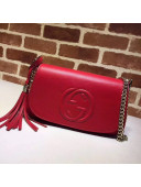 Gucci 336752 Soho Tassel Leather Chain Shoulder Bag Red