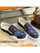 Louis Vuitton LV Ollie Monogram Leather Slip on Sneakers Navy Blue 2021