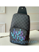 Louis Vuitton Men's Avenue Sling Shoulder Bag N40275 Damier Graphite Canvas/Blue 2020