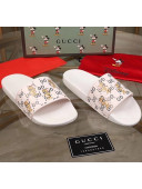Gucci Mice Print Rubber Slide Sandal White 2020(For Women and Men)