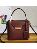 Prada Saffiano Leather Bucket Bag 1BN012 Burgundy 2020