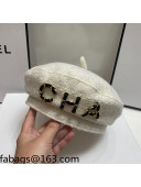 Chanel Tweed Beret Hat White 2021 110534