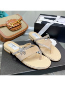 Chanel Suede Star Thong Sandals G38758 Nude 2022