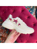 Gucci Rhyton Calfskin Sneaker with GG Star White/Red 2021