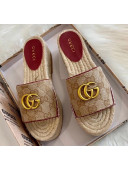 Gucci GG Matelassé Canvas Espadrille Sandal With Cord platform Beige/Burgundy 2020