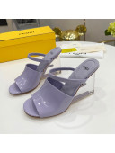 Fendi First Patent Leather Sandals 8cm Blue 2021 64