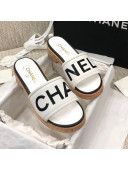 Chanel Leather Slide Sandals G34826 White/Black 2021