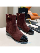 Chanel Quilted Suede CC Buckle Short Boots G36763 Brown/Black 2020