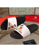 Gucci x Disney Mickey Print Rubber Slide Sandals White/Black 2020（For Women and Men）