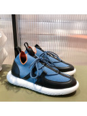 Hermes Duel Knit and Calfskin Sneakers Denim Blue/Black 2021 02