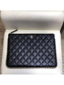 Chanel Quilted Lambskin Chain Trim Pouch AP0638 Black 2019
