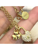 Dior Heart Lock and Clover Pendant Necklace 2019