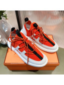 Hermes Duel Knit and Calfskin Sneakers Orange/Black 2021 01