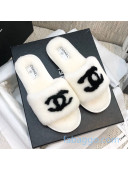 Chanel Wool CC Flat Slipper Sandals White 04 2020