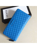 Gucci GG Leather Zip Long Wallet 449396 Blue 2021