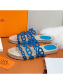 Hermes "Chaine d'Ancre" Espadrille Slide Sandals Blue 2021
