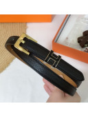 Hermes Kelly Leather Belt with H Buckle Black 2020