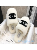 Chanel Wool CC Flat Slipper Mules White 04 2020