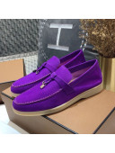 Loro Piana Tassel Suede Flat Loafers Purple 202008