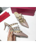 Valentino Heel Rockstud Mule Sandal 65mm Dusty Pink 2019