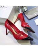 Dior Spectadior Strap Pumps in Perforated Leather Red/Black 2020