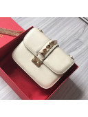 Valentino Small Chain Box Shoulder Bag in Calfskin White/Gold 2019