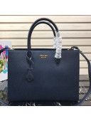 Prada Contrasting Side Saffiano Leather Large Tote 1BA153 Navy Blue 2019