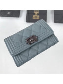 Chanel Grained Leather Small Flap Boy Wallet A80603 Light Green 2019