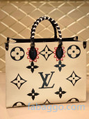 Louis Vuitton Crafty OnTheGo GM Oversized Monogram Tote Bag with Braided Handle M45372 White 2020