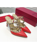 Valentino Heel Rockstud Mule Sandal 95mm Red 2019