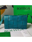 Bottega Veneta Cassette Small Crossbody Messenger Bag in Maxi Weave Teal Green 2021