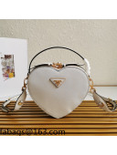 Prada Saffiano Leather Heart Shaped Mini Bag 1BH144 White 2021