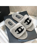 Chanel Wool CC Flat Slipper Sandals Gray 06 2020