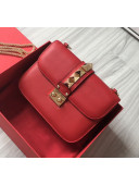 Valentino Small Chain Box Shoulder Bag in Calfskin Red 2019