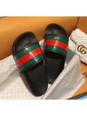 Gucci Web Rubber Slide Sandal Black 2020( For Women and Men)