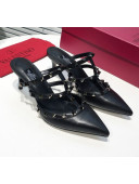 Valentino Heel Rockstud Mule Sandal 65mm Black 2019